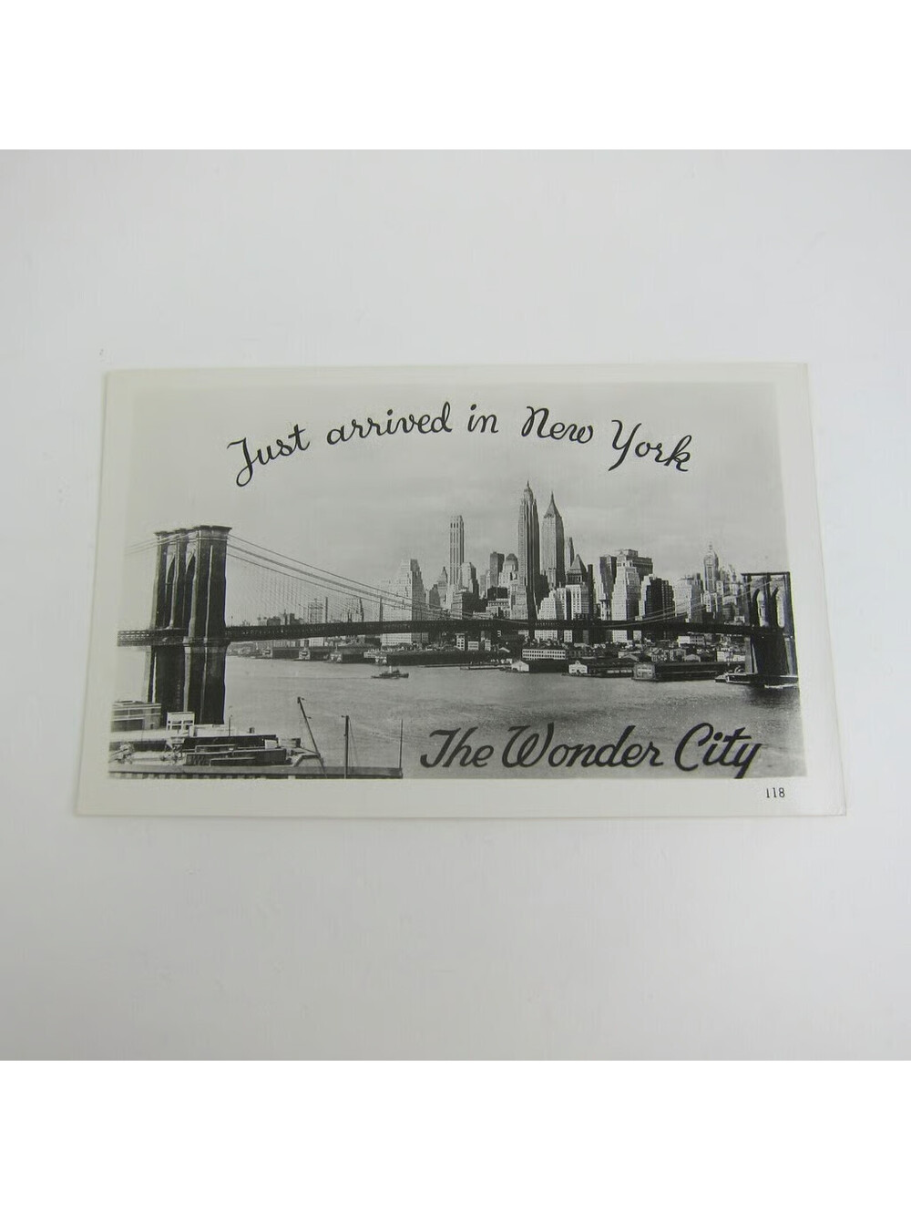 Real Photo Postcard RPPC New York City Skyline Harbor Brooklyn Bridge Vintage